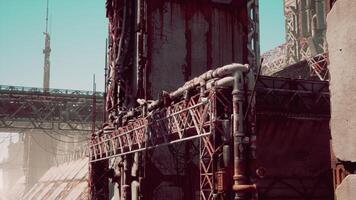 schließen oben industriell Aussicht beim Öl Raffinerie Pflanze bilden Industrie Zone foto