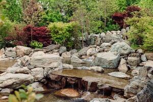 japanisch Garten im krasnodar Park. traditionell Japan Park mit Fluss foto