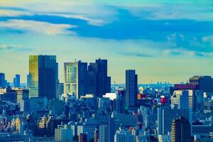 ein Stadtbild im Tokyo hoch Winkel lange Schuss foto