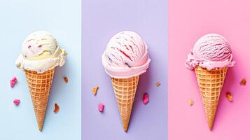 Eis Sahne bunt Sommer- behandeln, Süss Dessert im Sommer, Urlaub Essen foto