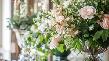 Frühling Blumen im Jahrgang Vase, schön Blumen- Anordnung, Zuhause Dekor, Hochzeit und Florist Design foto