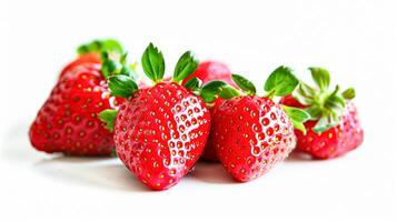 schön Erdbeeren isoliert auf Weiß Hintergrund, frisch Erdbeere Bauernhof Markt Produkt foto