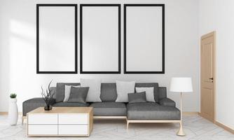 graues Sofa im Wohnzimmer für Mock-up japanischen modernen Stil, 3D-Rendering foto