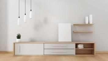 TV-Schrank im modernen leeren Raum Japanisch - Zen-Stil, minimale Designs. 3D-Rendering foto