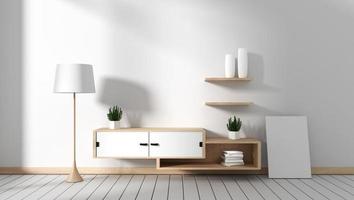 TV-Schrank im modernen leeren Raum Japanisch - Zen-Stil, minimale Designs. 3D-Rendering foto