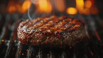 Steak Grillen mit Rosmarin Zweig foto