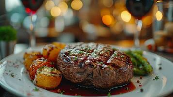 Steak Grillen mit Rosmarin Zweig foto