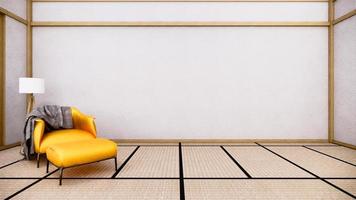 Innenarchitektur hat einen Sessel auf leerem Raum japanisches Design, 3D-Rendering foto