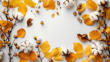 Herbstlaub auf weißem Grund foto