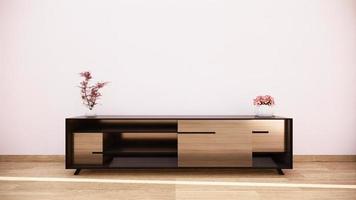 TV-Schrank im tropischen leeren Raum Japanisch - Zen-Stil, minimale Designs. 3D-Rendering foto