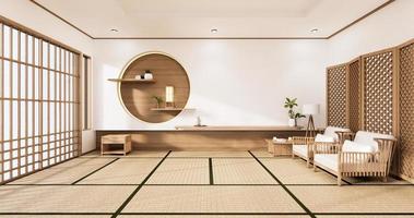 The Circle Wall Design Room Japanisch - Zen-Stil, minimalistische Designs. 3D-Rendering foto