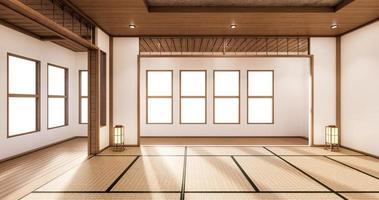 die innenarchitektur weiß modernes wohnzimmer im asiatischen stil. 3D-Darstellung, 3D-Rendering foto