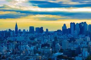 ein Stadtbild im Tokyo hoch Winkel lange Schuss foto