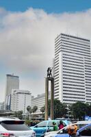Aussicht von das Stadt von Jakarta Statue Selamat Daten foto
