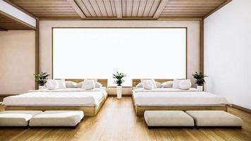 Schlafzimmer Original - Innenarchitektur im japanischen Stil. 3D-Rendering foto