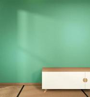Schrank im japanischen Wohnzimmer auf weißem Wandhintergrund, 3D-Rendering