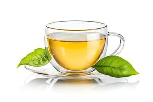 realistisch Grün Tee heiß isoliert auf Weiß Hintergrund. Ausschnitt Pfad inbegriffen --ar 32 foto