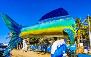 puerto escondido Oaxaca Mexiko 2023 Schwertfisch Fisch Statue Skulptur Zahl im puerto escondido Mexiko. foto