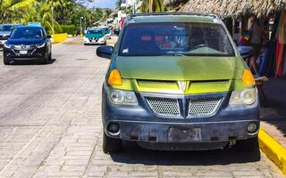 puerto escondido Oaxaca Mexiko 2022 Grün Jahrgang retro klassisch Auto Fahrzeug Transport Stadt Stadt, Dorf Mexiko. foto