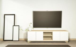 TV-Schrank im tropischen leeren Raum Japanisch - Zen-Stil, minimale Designs. 3D-Rendering foto