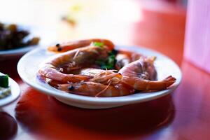 asiatisch Aromen, Garnele Garnele Meeresfrüchte, verlockend Chinesisch kulinarisch im Taiwan foto