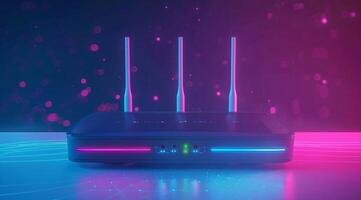 fortgeschritten schnell Breitband kabellos Router. Konzept von Neu Technologie und schnell Netzwerk Konnektivität foto