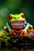 rotäugig Baum Frosch im Wald foto