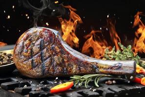 frisch gegrillt Tomahawk Steaks foto