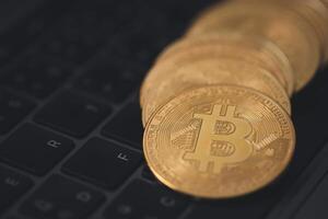 im das Zukunft, besitzen Bitcoin, Krypto Münze ähnlich zu Digital Gold, könnte machen Sie finanziell reich, Sicherung Ihre Passwort ist entscheidend zum sichern Zahlungen im Digital finanziell Reich von Computer Alter. foto