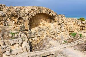 Überreste von das Antiquität Stadt Salamis ein Eisen Alter Stadt Königreich und ein uralt Stadt im das Osten von das Mittelmeer Insel von Zypern 1 foto