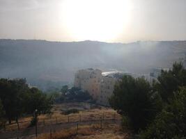 Wald Feuer und Rauch im jerusalem Israel foto