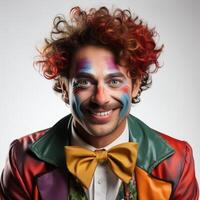 schließen oben von Person tragen Clown bilden foto