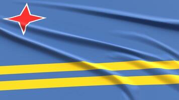 Aruba Flagge. Stoff texturiert aruban Flagge. 3d machen Illustration. foto