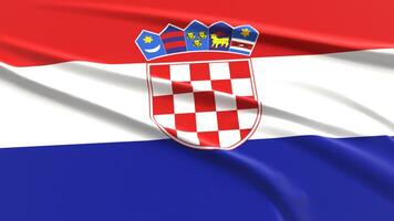 Kroatien Flagge. Stoff texturiert kroatisch Flagge. 3d machen Illustration. foto