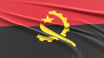 Angola Flagge. Stoff texturiert Angolan Flagge. 3d machen Illustration. foto