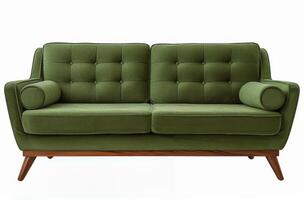Grün Couch auf hölzern Rahmen foto