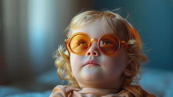 wenig Junge tragen Orange Brille foto