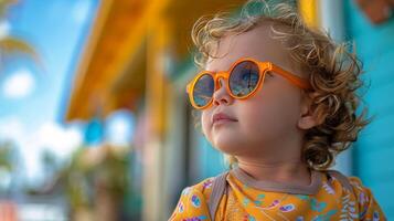 wenig Junge tragen Orange Brille foto