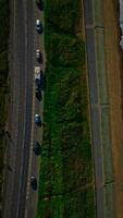 Antenne Aussicht von Küsten Straße, grasig Bereich, und Promenade im Sandsend, Yorkshire foto