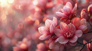 Nahansicht von Rosa Blumen auf ein Baum foto