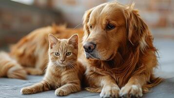 Hund und Katze starren foto