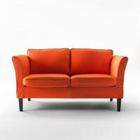 Orange Couch auf Weiß Fußboden foto