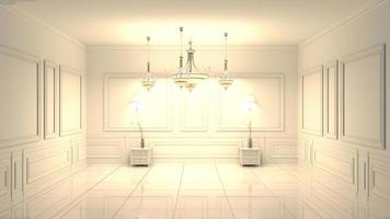 Luxuriöses Zimmer im skandinavischen Stil klassischer Wandinnenraum .3D-Rendering foto