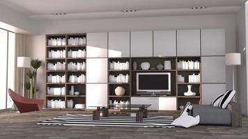 modernes Zimmer im skandinavischen Stil. 3D-Rendering foto