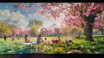Picknick im Frühling blühen foto