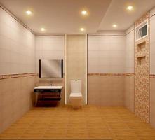 Badezimmer orange Fliesen Design und Fliesen Mosaik Design .3D-Rendering foto