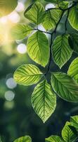 Sonnenlicht Filtern durch Grün Blätter im ein Wald foto