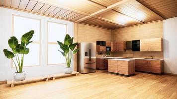 Küche im japanischen Stil. 3D-Rendering foto