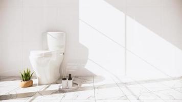Zen Design Toilettenfliesen Wand und Boden - japanischer Stil. 3D-Rendering foto
