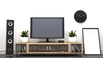 tv - wohnzimmer - leerer raum moderner stil. 3D-Rendering foto